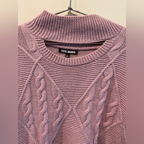 Steve Madden Plum Cable Knit Turtleneck Sweater - Picture 3 of 5